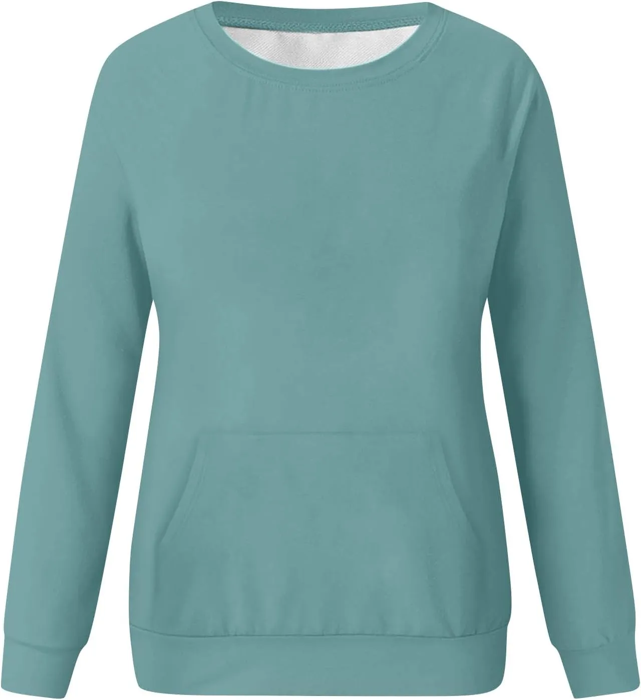 Crewneck Sweatshirt For Women,Womens Fall Long Sleeve Tops Casual Kangaroo Pocket Hoodies Loose Fit Sport Pullover