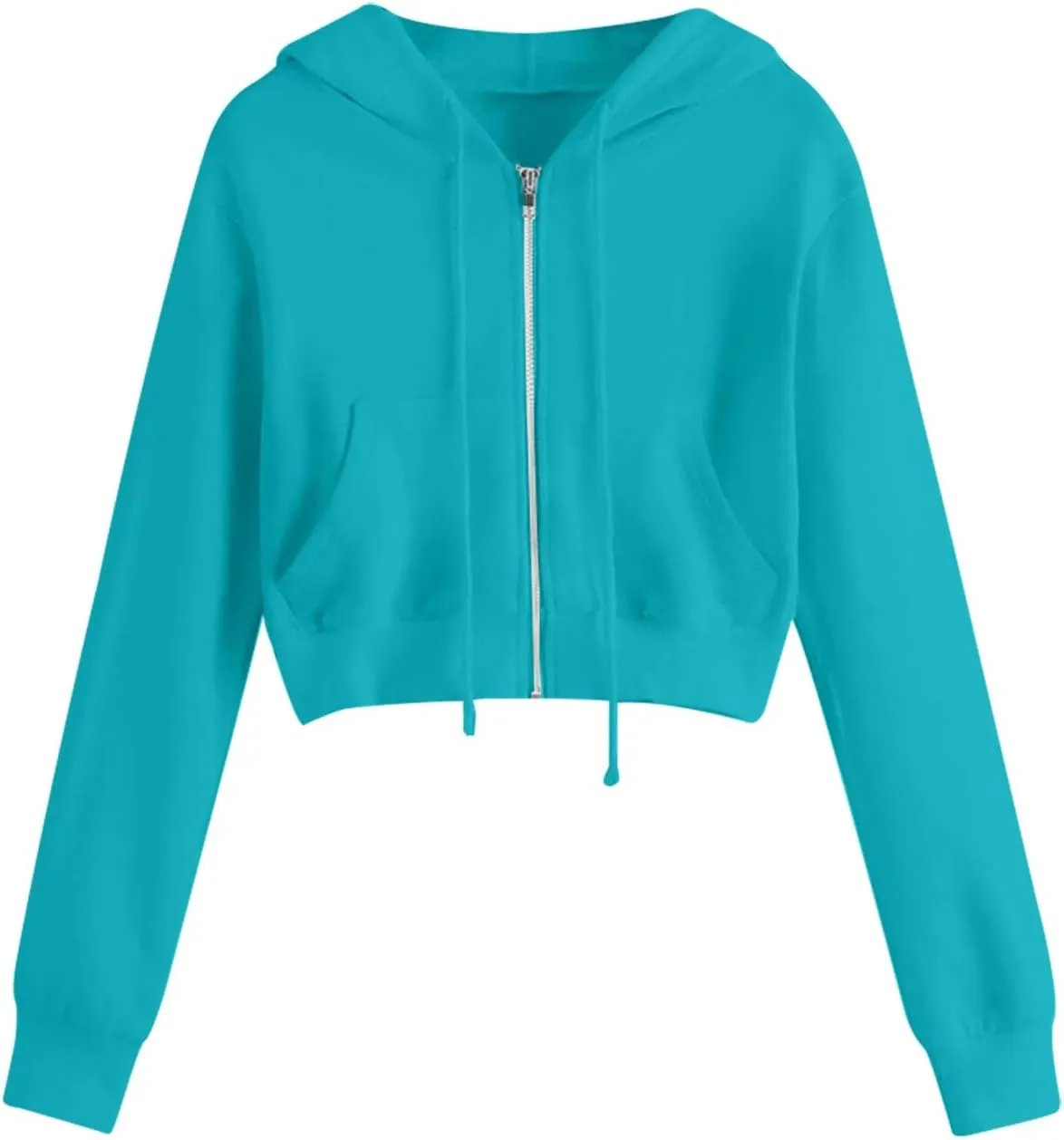 Dademeo Y2k Zip up Cropped Hoodies Sweatshirts for Teen Girls Fall Fleece Casual Drawstring Hoodies Jackets with Pockets