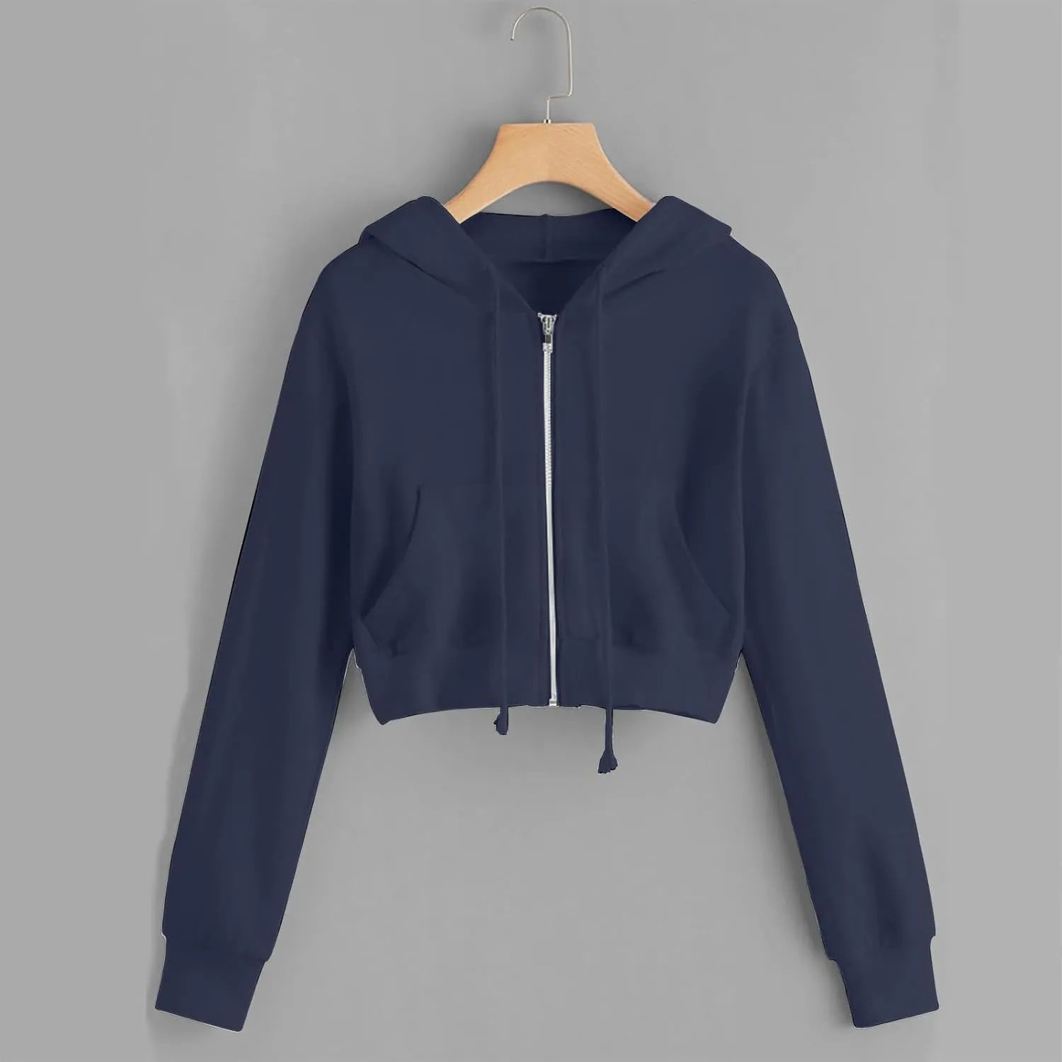 Dademeo Y2k Zip up Cropped Hoodies Sweatshirts for Teen Girls Fall Fleece Casual Drawstring Hoodies Jackets with Pockets