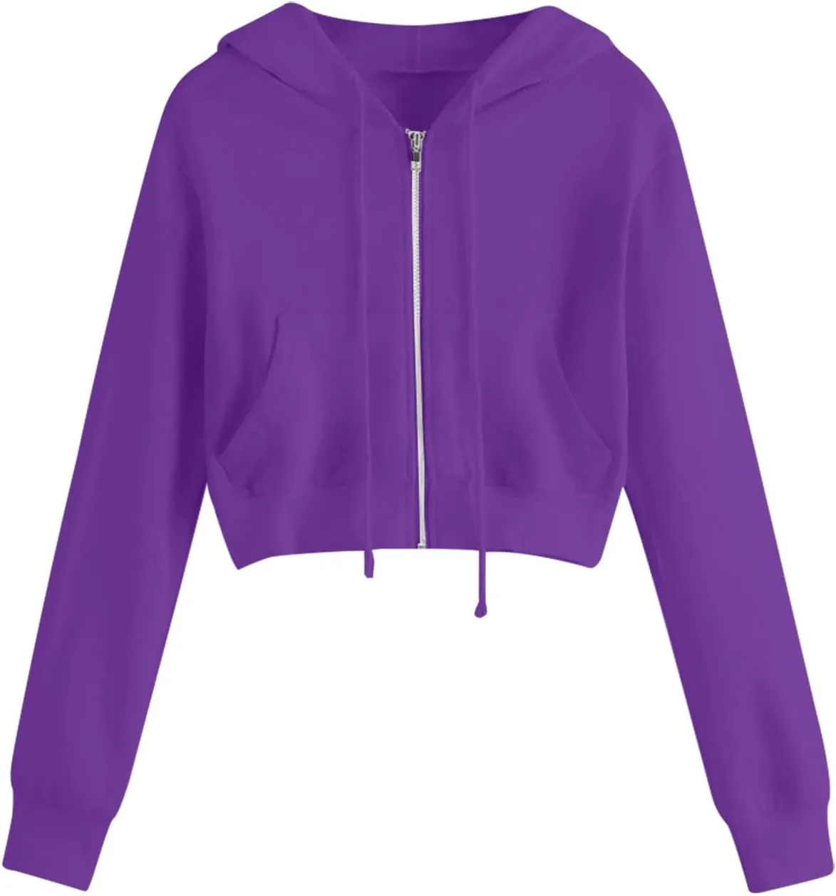 Dademeo Y2k Zip up Cropped Hoodies Sweatshirts for Teen Girls Fall Fleece Casual Drawstring Hoodies Jackets with Pockets
