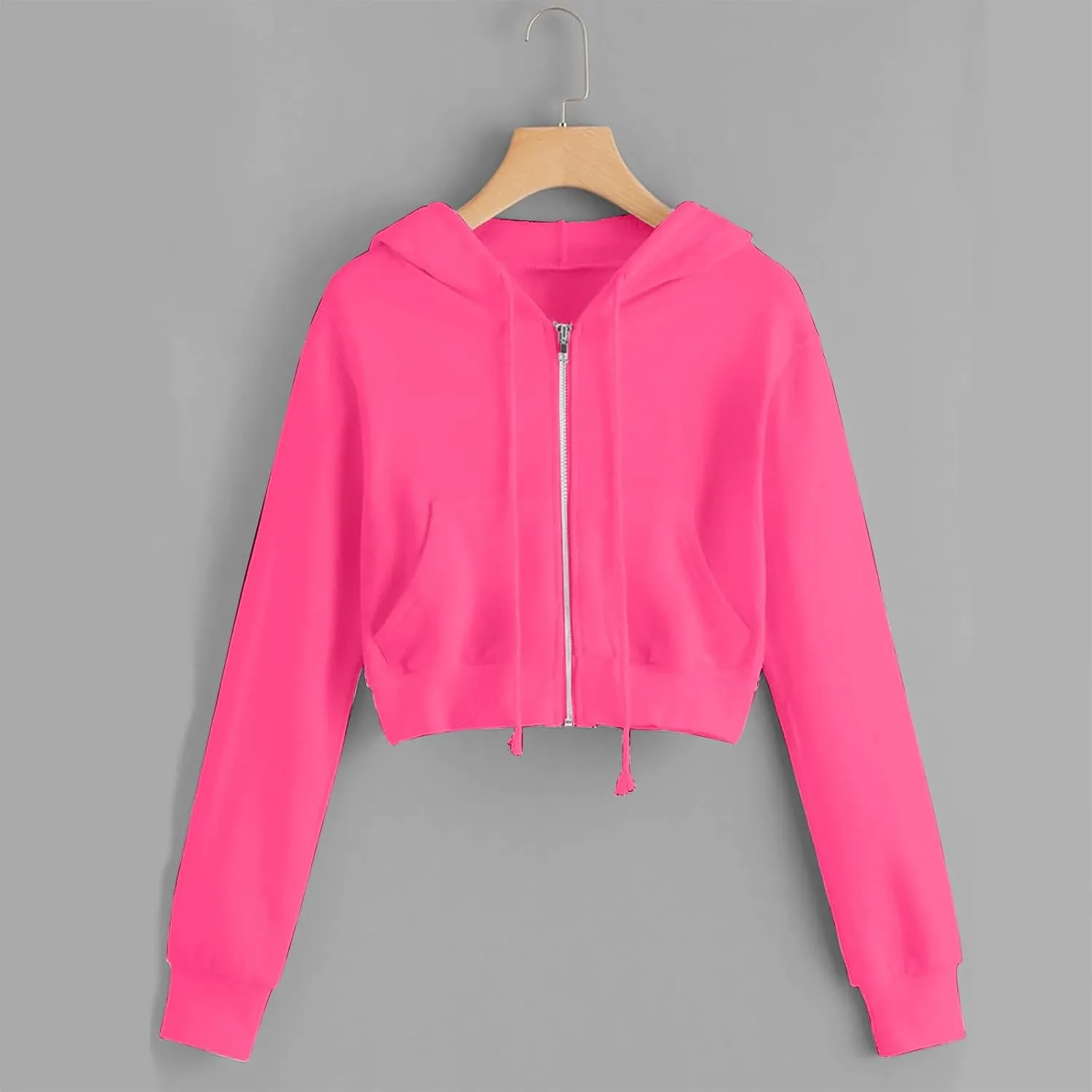 Dademeo Y2k Zip up Cropped Hoodies Sweatshirts for Teen Girls Fall Fleece Casual Drawstring Hoodies Jackets with Pockets