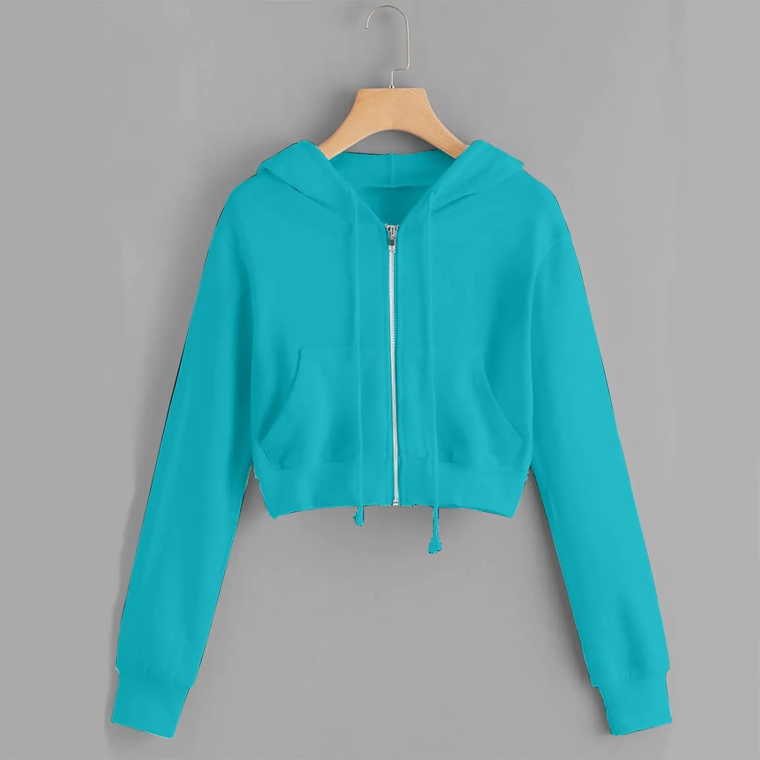 Dademeo Y2k Zip up Cropped Hoodies Sweatshirts for Teen Girls Fall Fleece Casual Drawstring Hoodies Jackets with Pockets
