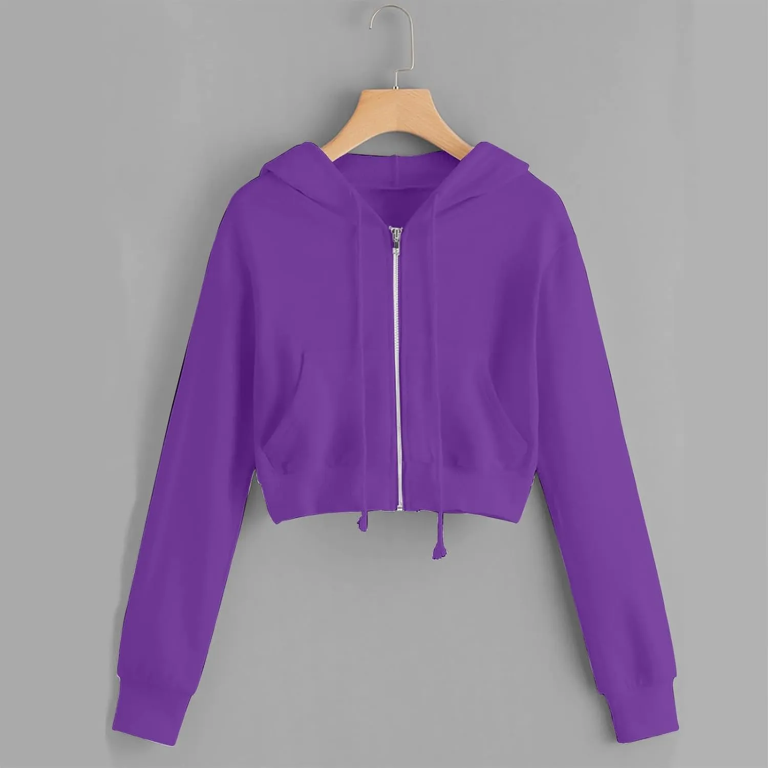 Dademeo Y2k Zip up Cropped Hoodies Sweatshirts for Teen Girls Fall Fleece Casual Drawstring Hoodies Jackets with Pockets