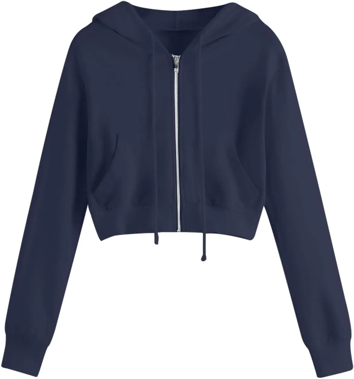 Dademeo Y2k Zip up Cropped Hoodies Sweatshirts for Teen Girls Fall Fleece Casual Drawstring Hoodies Jackets with Pockets