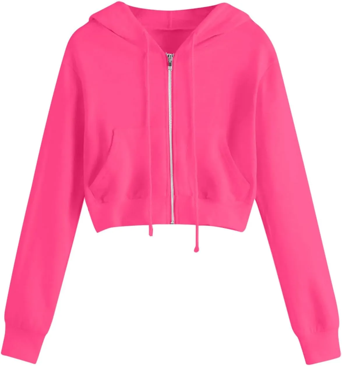 Dademeo Y2k Zip up Cropped Hoodies Sweatshirts for Teen Girls Fall Fleece Casual Drawstring Hoodies Jackets with Pockets