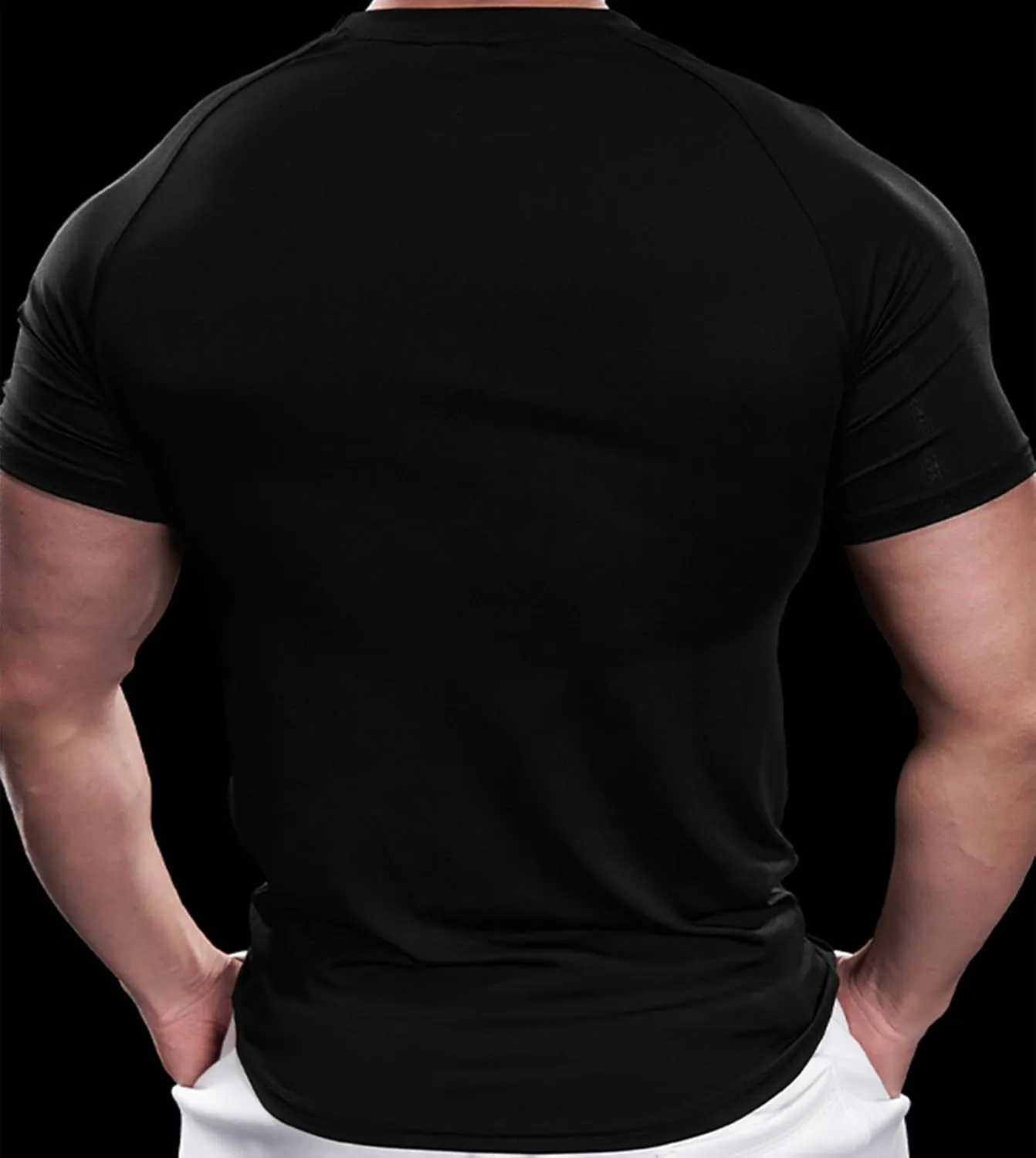Fioboc Compression Shirts Active Crew Neck Tee Moisture Wicking Quick Dry Gym Running Shirts S-4XL