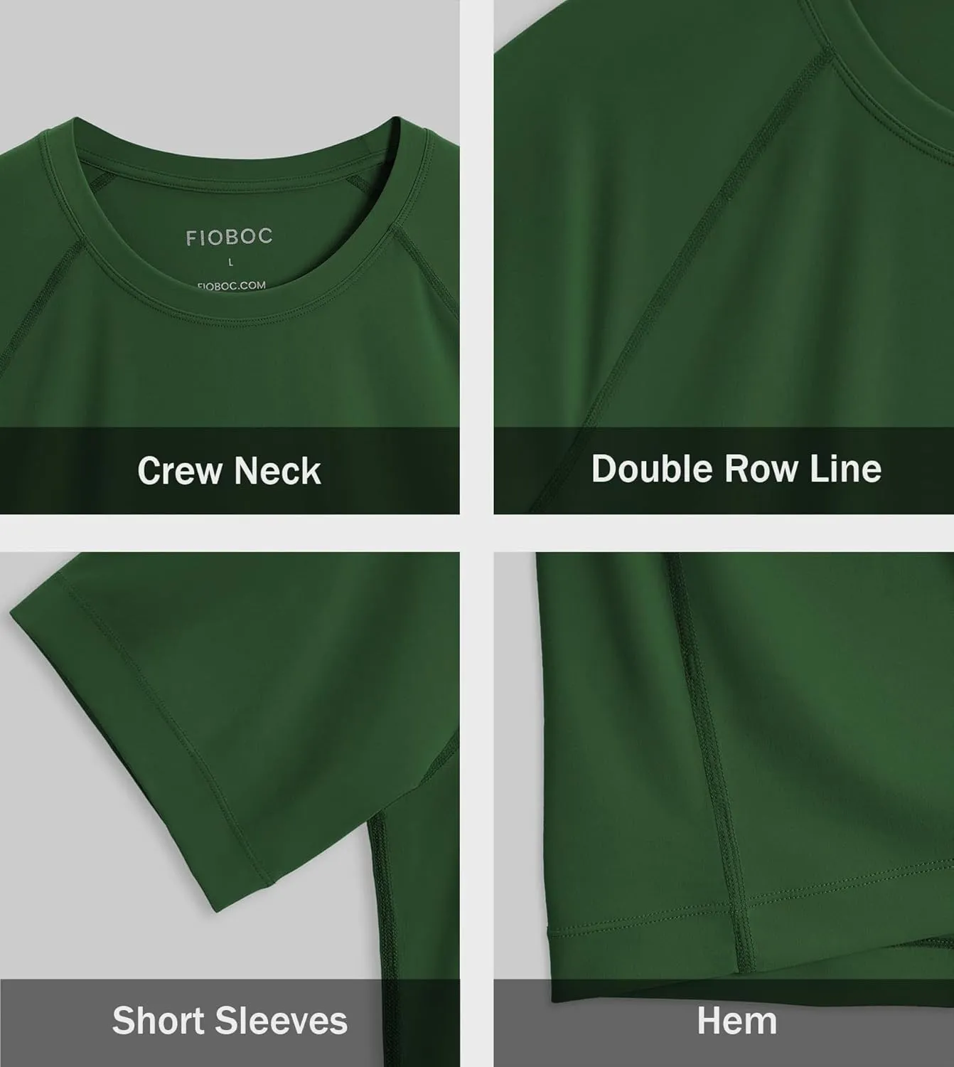 Fioboc Compression Shirts Active Crew Neck Tee Moisture Wicking Quick Dry Gym Running Shirts S-4XL