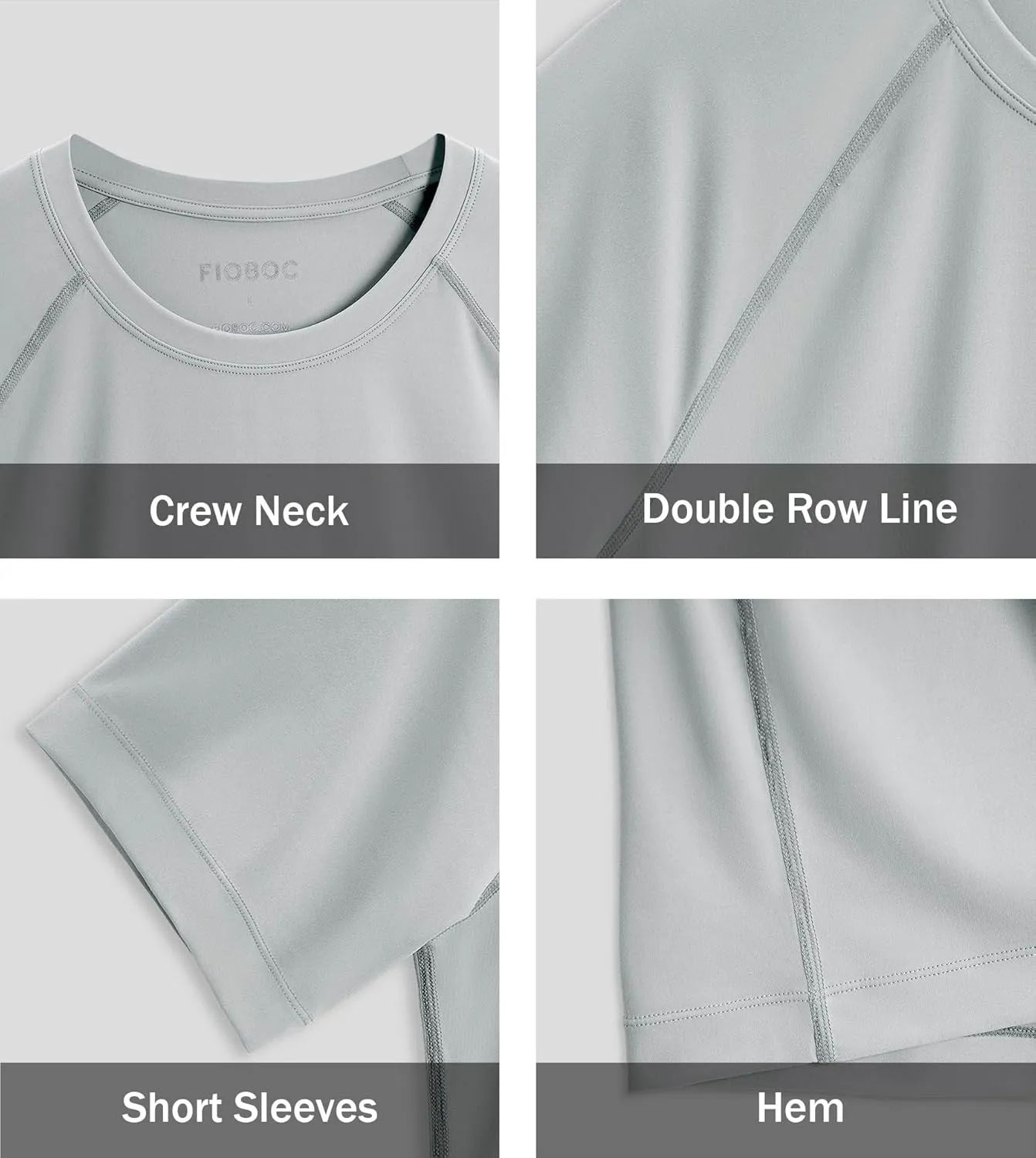 Fioboc Compression Shirts Active Crew Neck Tee Moisture Wicking Quick Dry Gym Running Shirts S-4XL