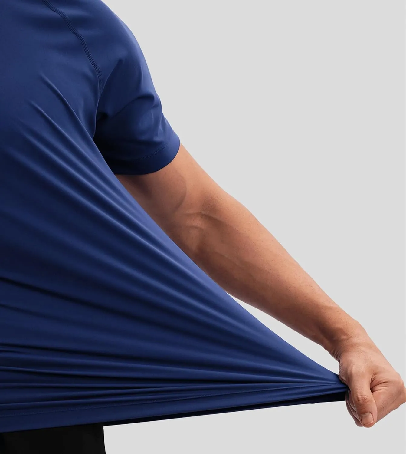 Fioboc Compression Shirts Active Crew Neck Tee Moisture Wicking Quick Dry Gym Running Shirts S-4XL