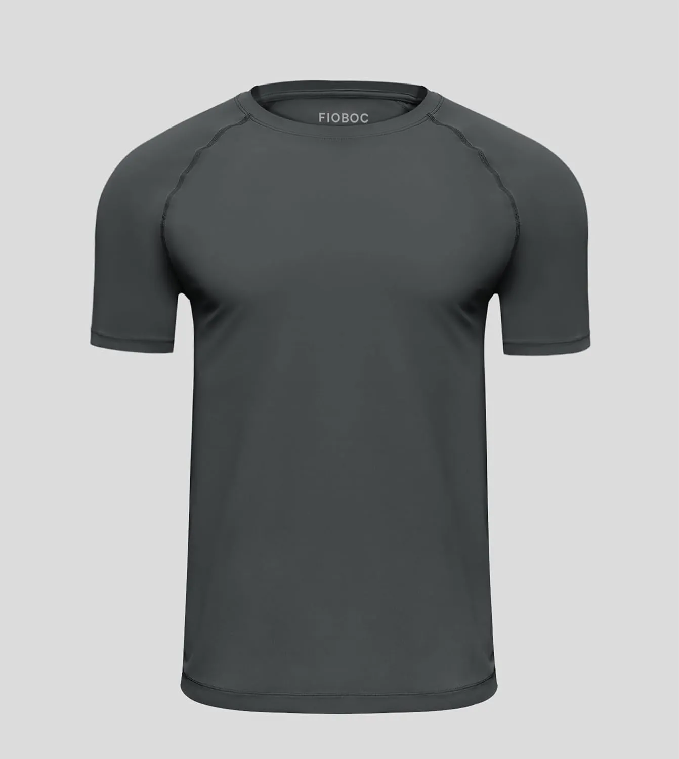 Fioboc Compression Shirts Active Crew Neck Tee Moisture Wicking Quick Dry Gym Running Shirts S-4XL
