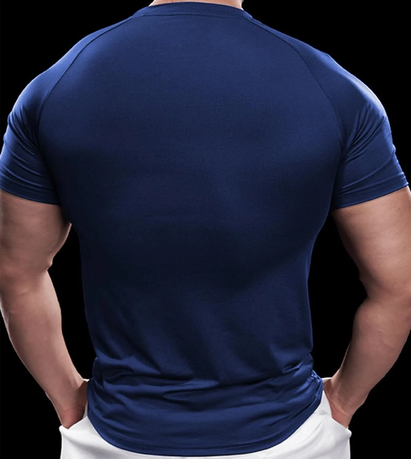 Fioboc Compression Shirts Active Crew Neck Tee Moisture Wicking Quick Dry Gym Running Shirts S-4XL