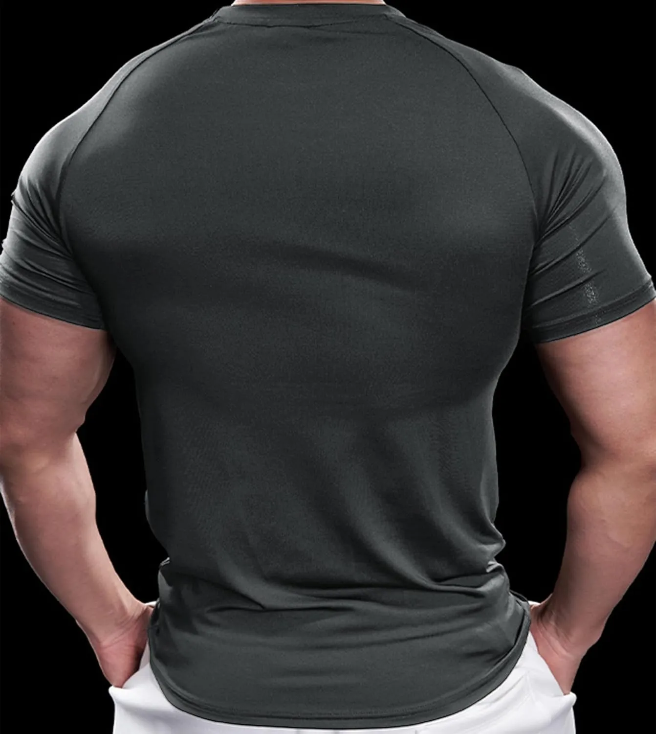 Fioboc Compression Shirts Active Crew Neck Tee Moisture Wicking Quick Dry Gym Running Shirts S-4XL