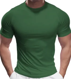 Fioboc Compression Shirts Active Crew Neck Tee Moisture Wicking Quick Dry Gym Running Shirts S-4XL