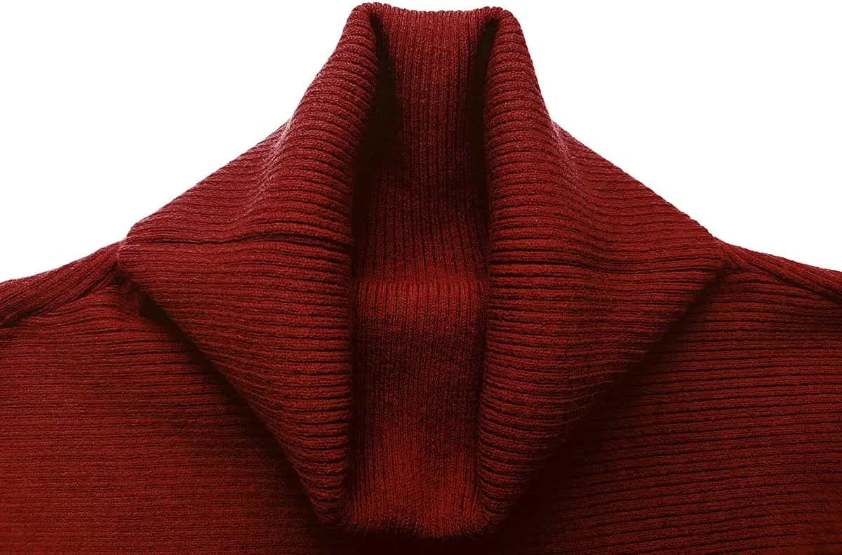 GABERLY Turtleneck Batwing Sleeves Dolman Knitted Oversized Sweaters and Pullovers Tops for Women