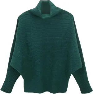 GABERLY Turtleneck Batwing Sleeves Dolman Knitted Oversized Sweaters and Pullovers Tops for Women