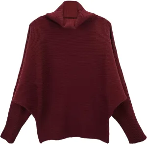 GABERLY Turtleneck Batwing Sleeves Dolman Knitted Oversized Sweaters and Pullovers Tops for Women