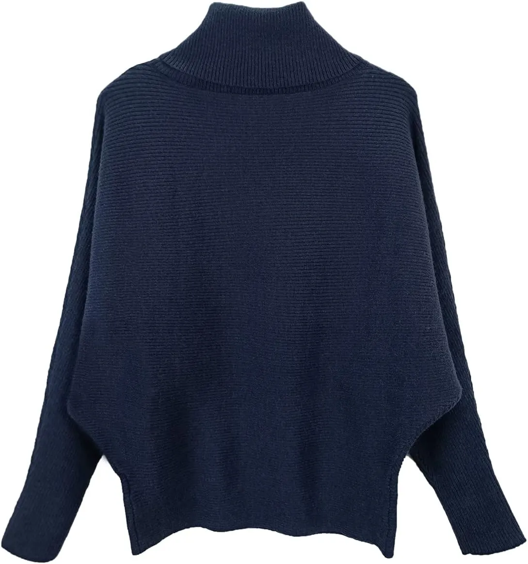 GABERLY Turtleneck Batwing Sleeves Dolman Knitted Oversized Sweaters and Pullovers Tops for Women