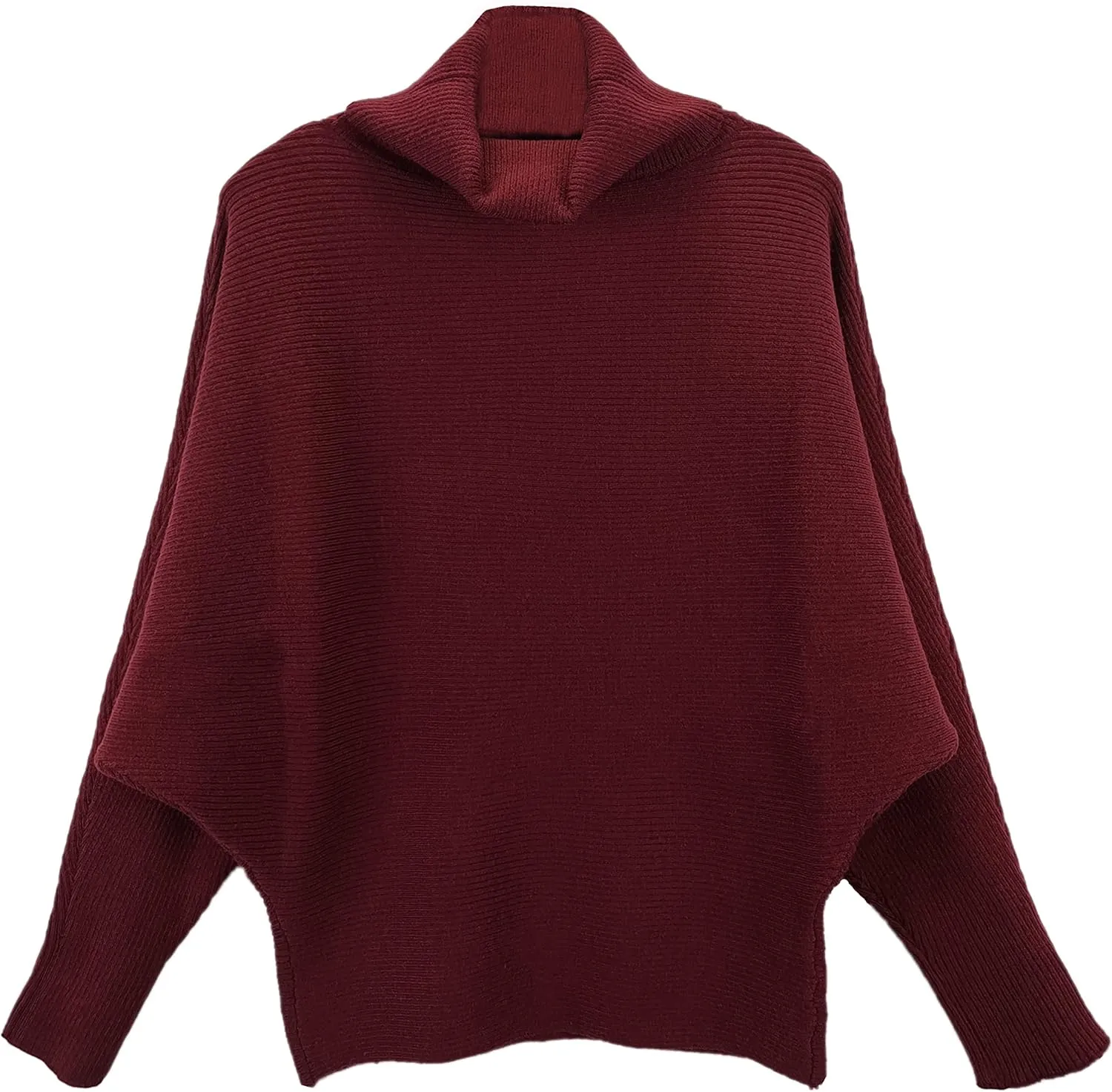 GABERLY Turtleneck Batwing Sleeves Dolman Knitted Oversized Sweaters and Pullovers Tops for Women