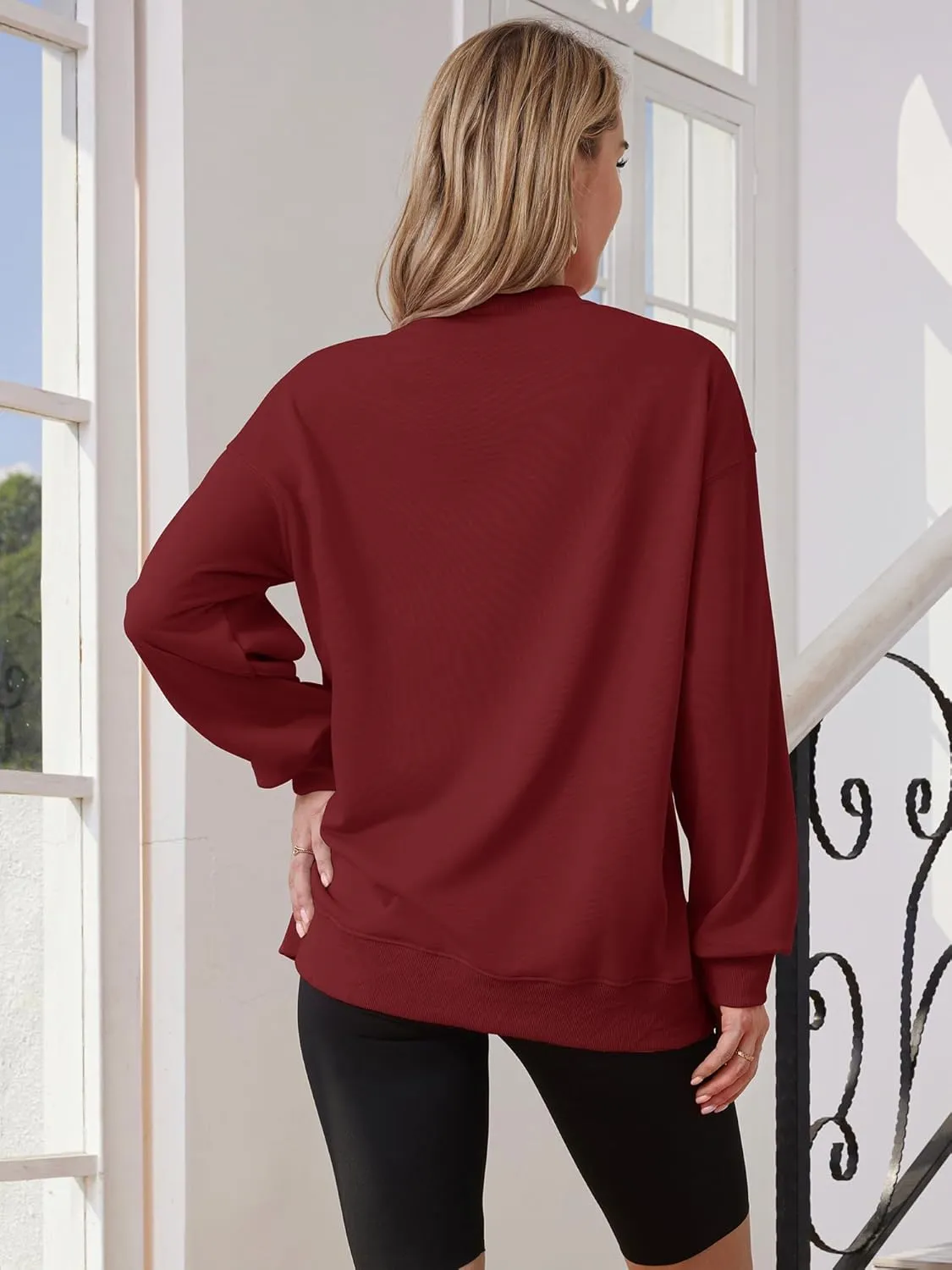 GEMLON Womens Oversized Long Sleeve Sweatshirts Pure Color Crewneck Sweatshirt Casual Pullover Shirt