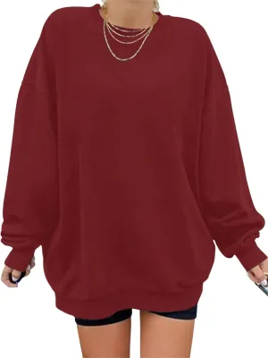 GEMLON Womens Oversized Long Sleeve Sweatshirts Pure Color Crewneck Sweatshirt Casual Pullover Shirt