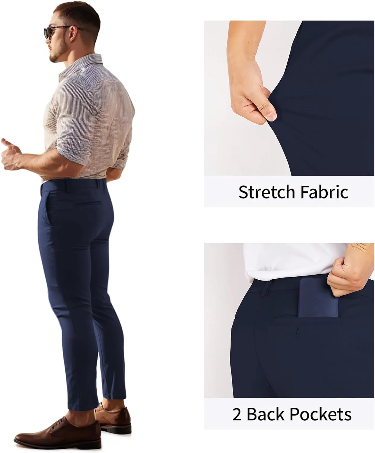 GINGTTO Mens Dress Pants Slim Fit Stretch Formal Pants for Men