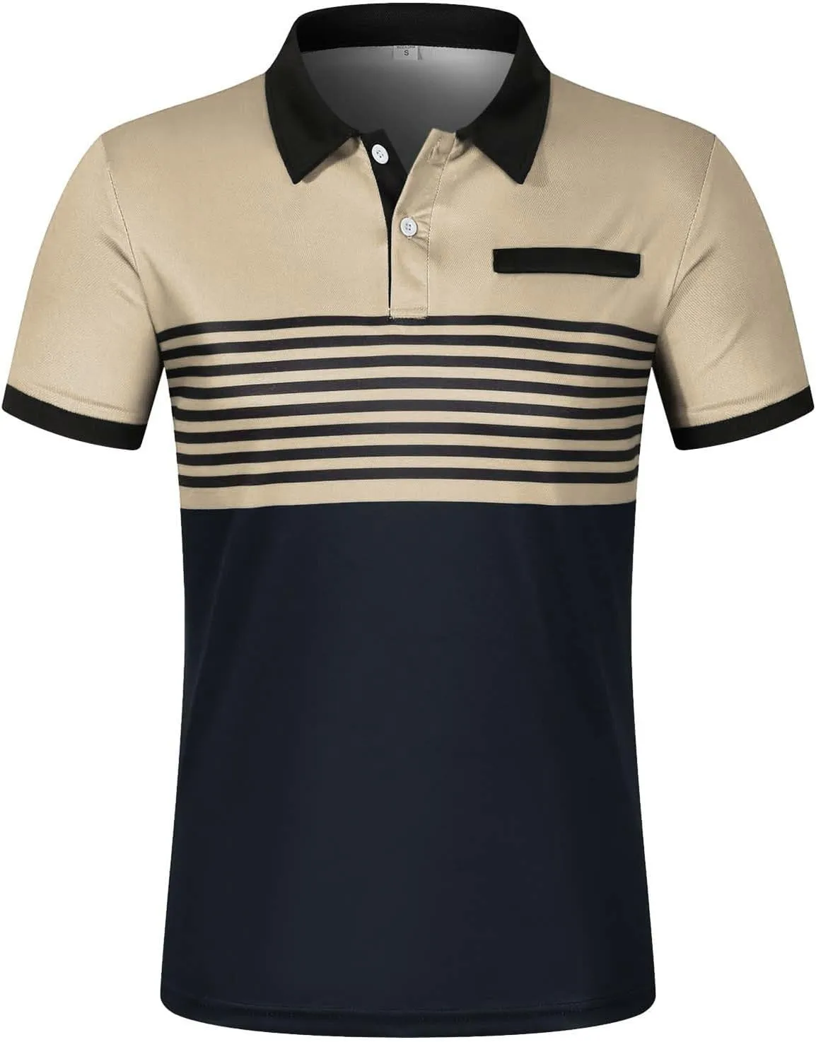 Golf Polo Shirt for Men Moisture Wicking Performance Quick Dry Tee Casual Work Stand Collar Summer Henley Shirts