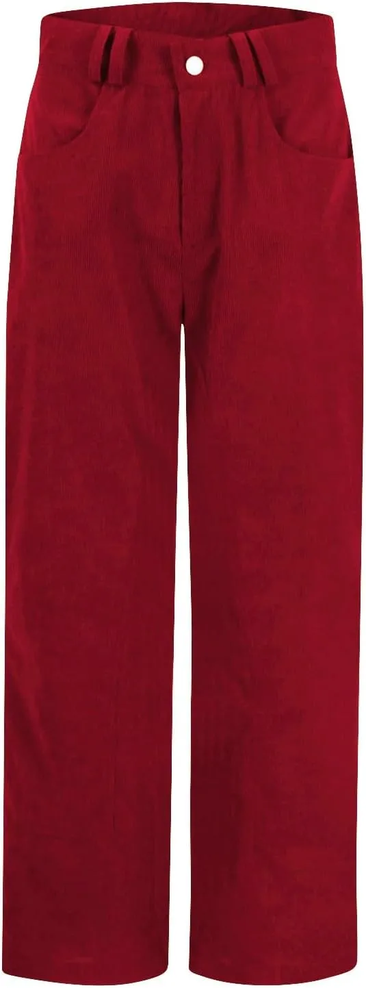 Gumipy Womens Corduroy Pants Trendy Casual Trousers Pants Loose Comfy Mid Rise Straight Leg Pants Lounge Pants with Pockets