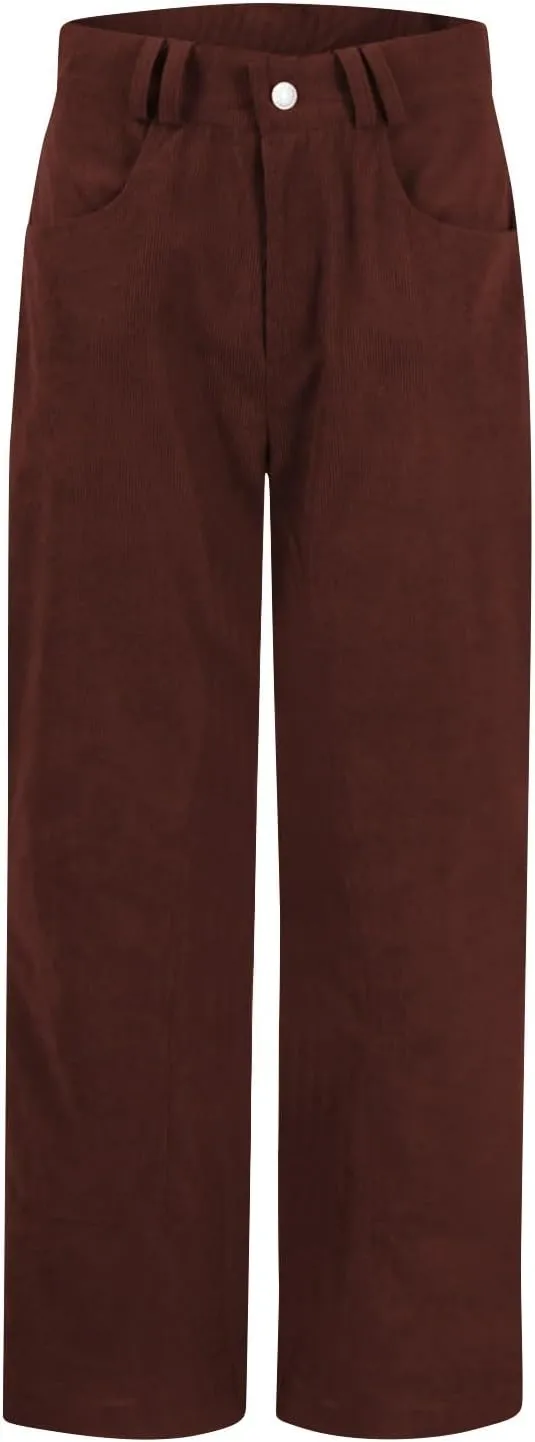 Gumipy Womens Corduroy Pants Trendy Casual Trousers Pants Loose Comfy Mid Rise Straight Leg Pants Lounge Pants with Pockets