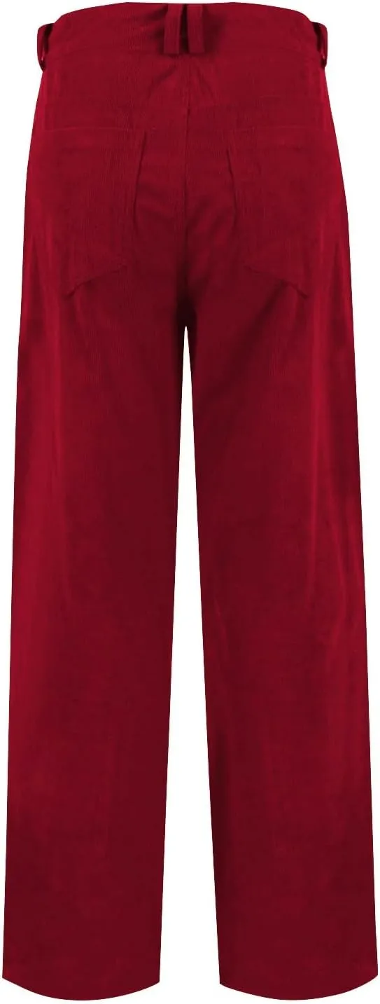 Gumipy Womens Corduroy Pants Trendy Casual Trousers Pants Loose Comfy Mid Rise Straight Leg Pants Lounge Pants with Pockets