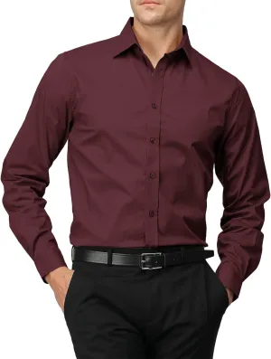H2H Mens Slim Fit Dress Shirts Stretch Long Sleeve Basic Formal Shirts Solid Business Casual Button Down Shirts