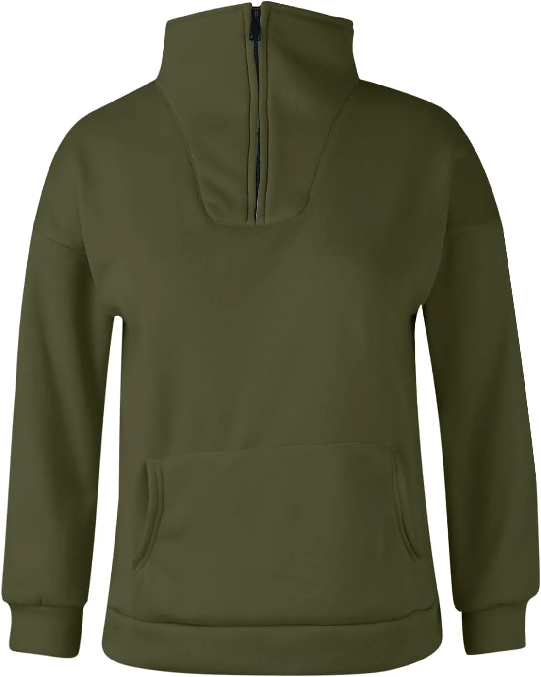 Half Zip Up Hoodies For Women Crop Women's Fall Sweatshirt Long Sleeve Kangaroo Pocket Pullover Tops Loose Fit Sweatshirts