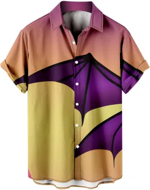 Halloween Shirts for Men Pumpkins Men's Hawaiian Shirt Button Down Short Sleeves Trendy Regular Fit Festival Shirts