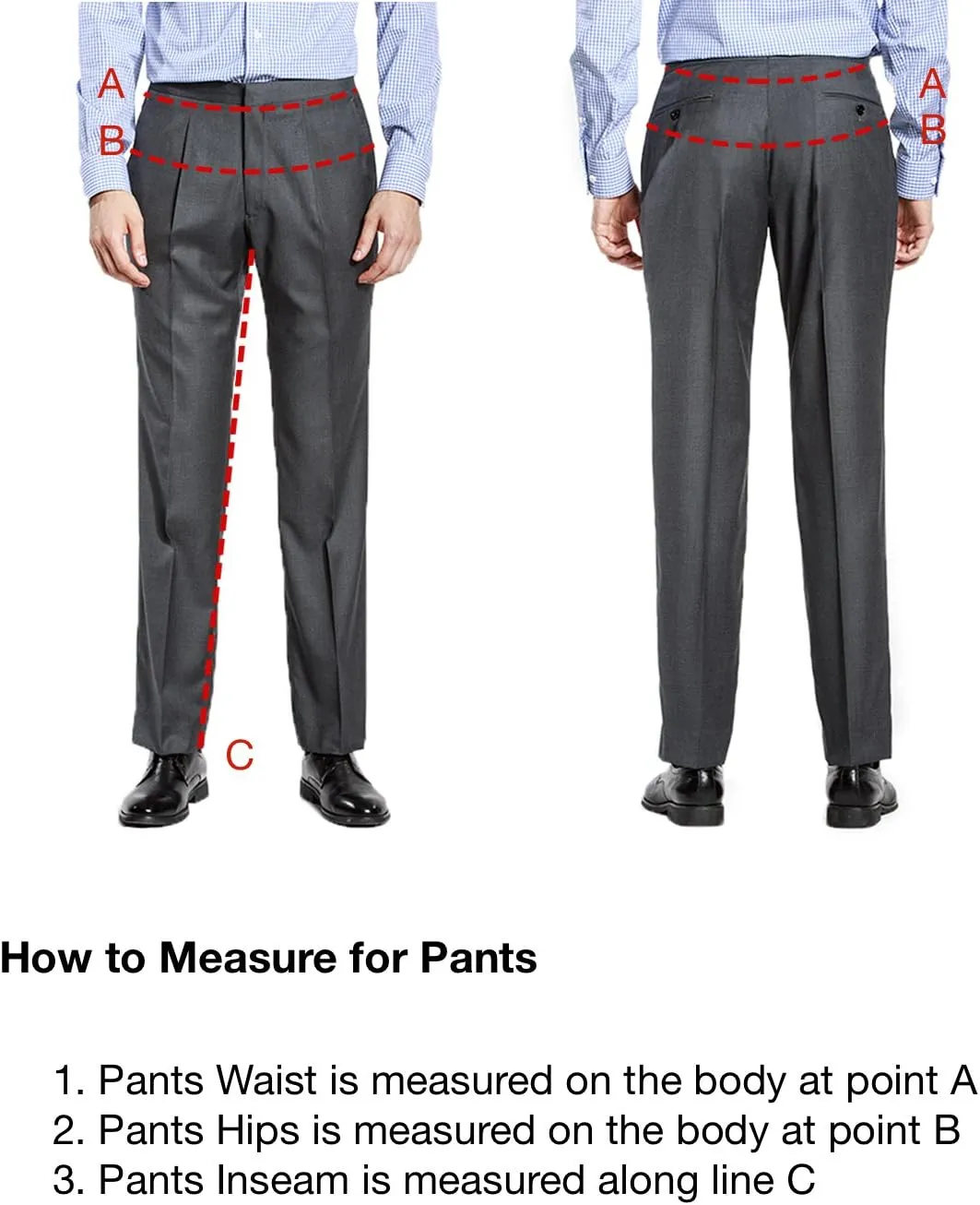 HBDesign Mens Formal Dress Slim Fit Flat Straight Grey Iron Free Pants