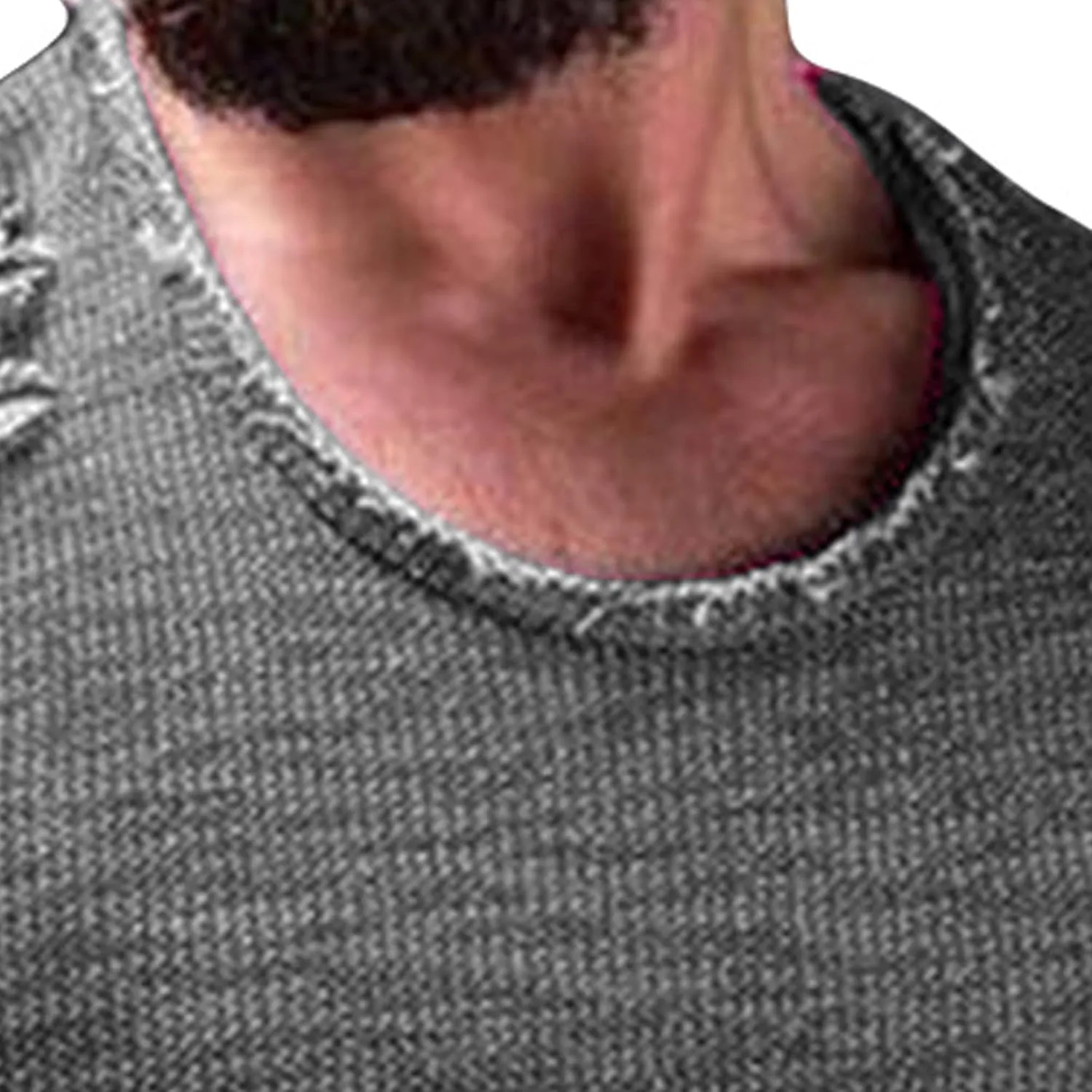 JEsilunmaMY Men's Casual Distressed Ripped T-Shirts Short Sleeve Crewneck Hip Hop Hole Tees Solid Color Workout Gym Shirts