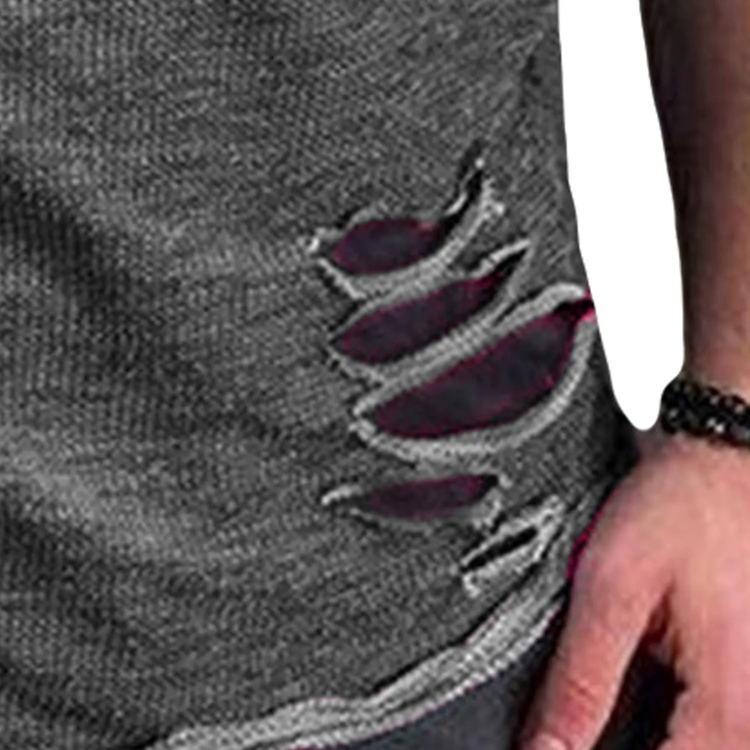JEsilunmaMY Men's Casual Distressed Ripped T-Shirts Short Sleeve Crewneck Hip Hop Hole Tees Solid Color Workout Gym Shirts