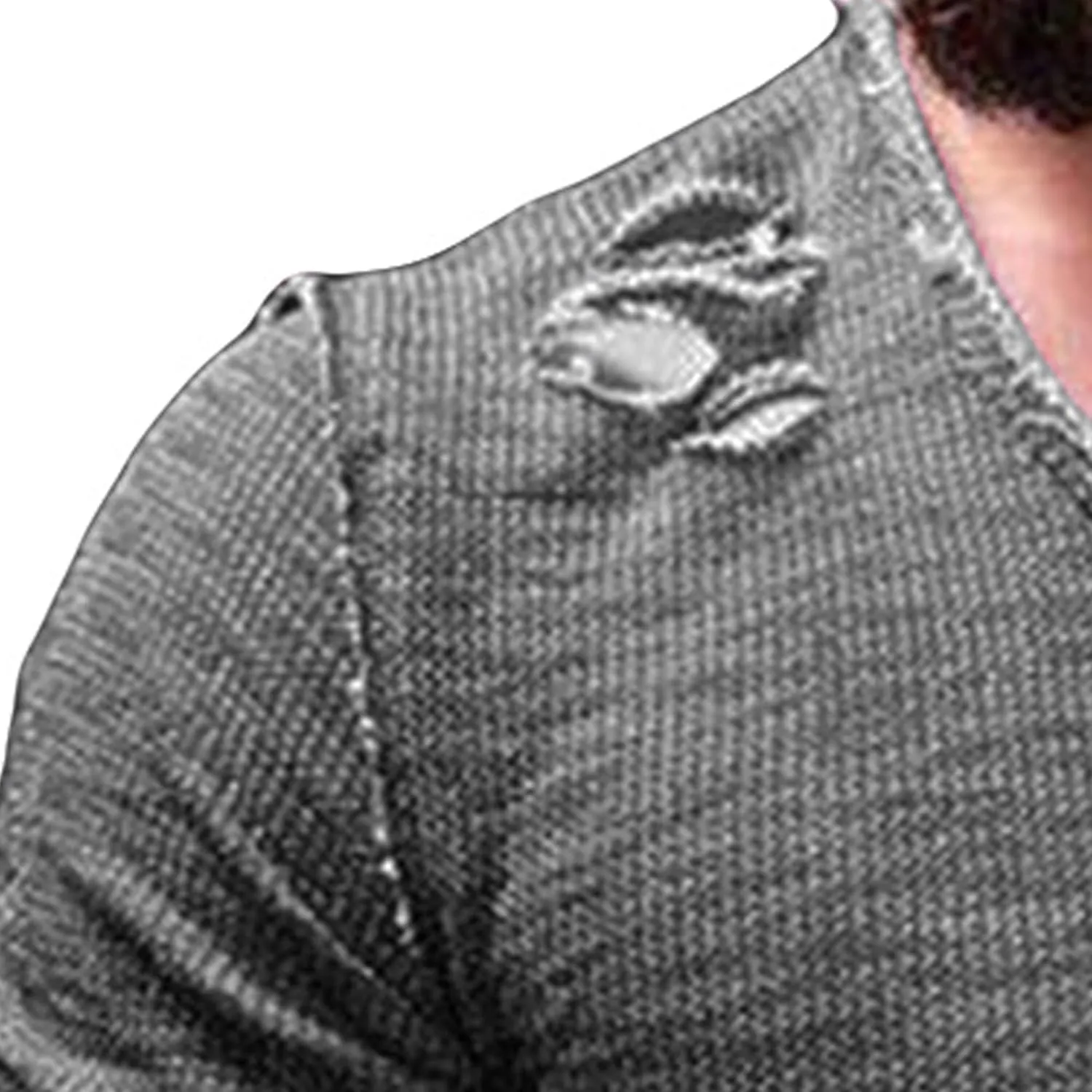 JEsilunmaMY Men's Casual Distressed Ripped T-Shirts Short Sleeve Crewneck Hip Hop Hole Tees Solid Color Workout Gym Shirts