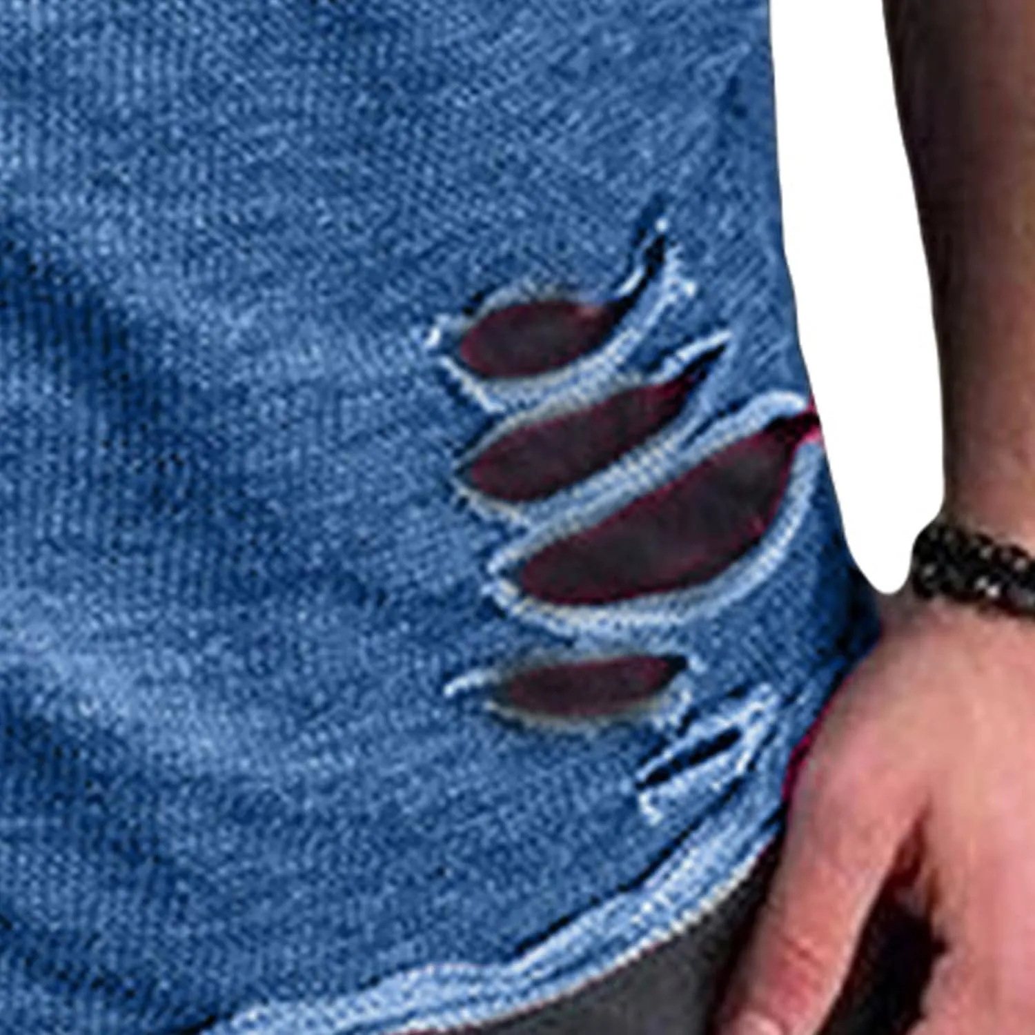 JEsilunmaMY Men's Casual Distressed Ripped T-Shirts Short Sleeve Crewneck Hip Hop Hole Tees Solid Color Workout Gym Shirts