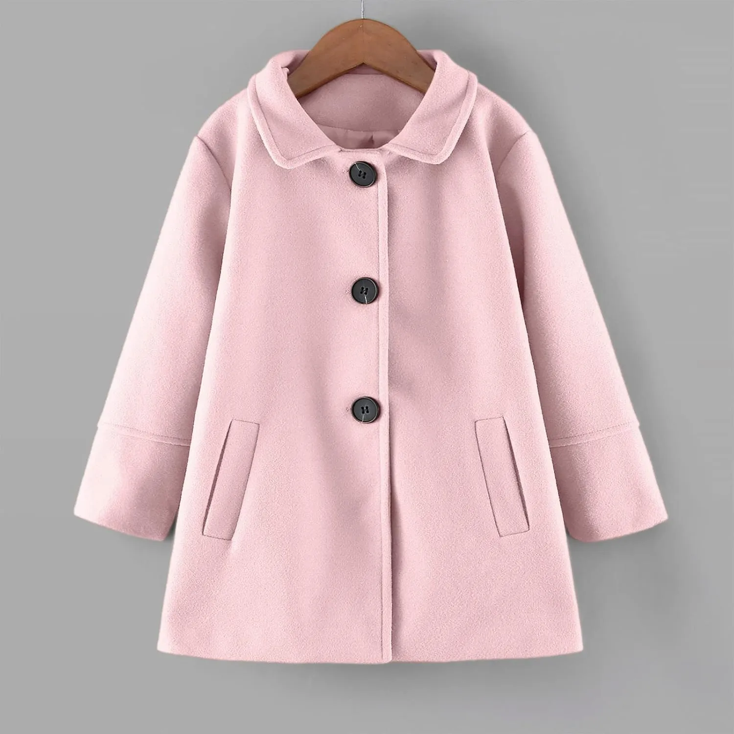 Kids Baby Girls Coat Jacket Warm Jacket Winter Simple Breasted Trench Coat Outwear Wool Blend Coat for 18M-6T