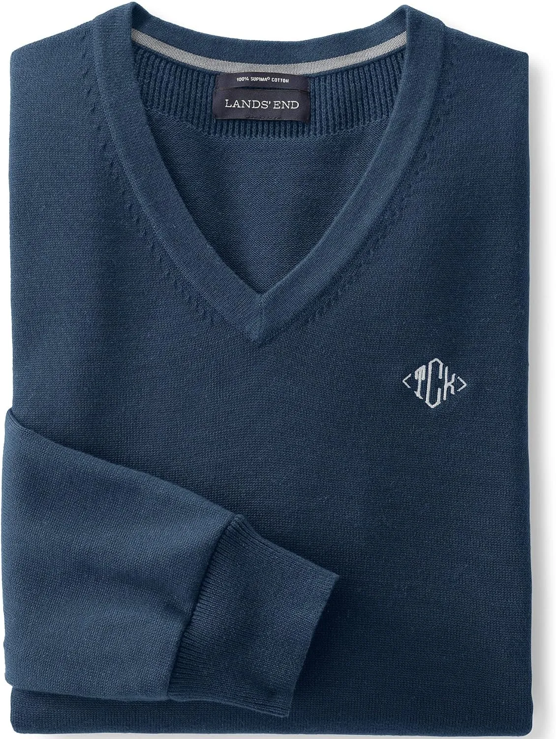 Lands' End Men's Classic Fit Fine Gauge Supima Cotton V-Neck Sweater