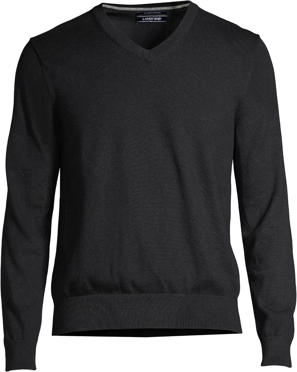 Lands' End Men's Classic Fit Fine Gauge Supima Cotton V-Neck Sweater