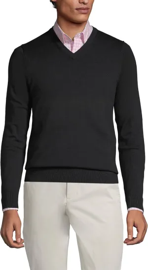 Lands' End Men's Classic Fit Fine Gauge Supima Cotton V-Neck Sweater