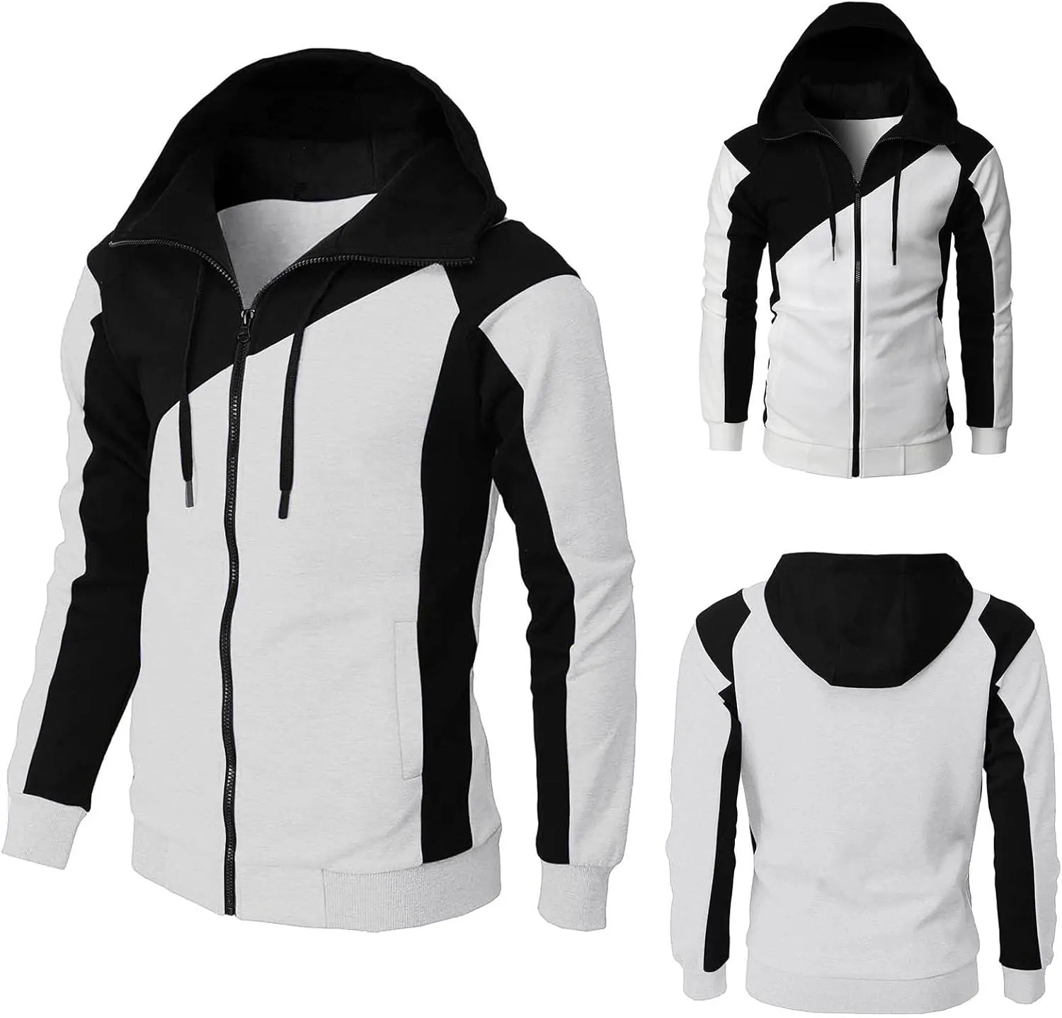 LCMTWX Men Hoodies And Winter Casual Loose Solid Hooded Sweater Top Men's Hooded Fleece Sweatshirt Zip Up Hoody Pullover &