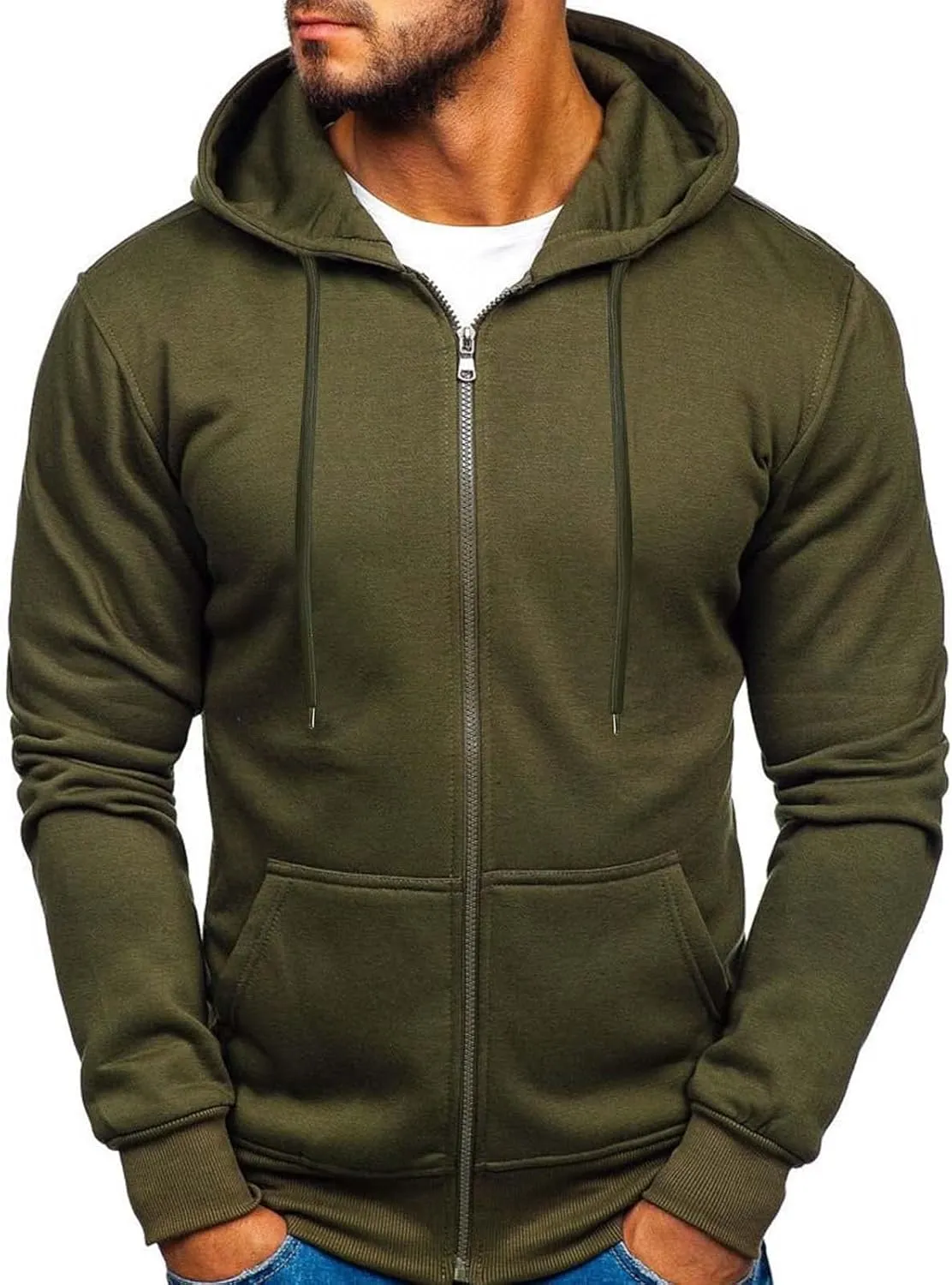 LCMTWX Men's Hooded Fleece Sweatshirt Large Size Sweater Jacket With Zip Pockets Graphic Drawstring Pullover Long Sleeve