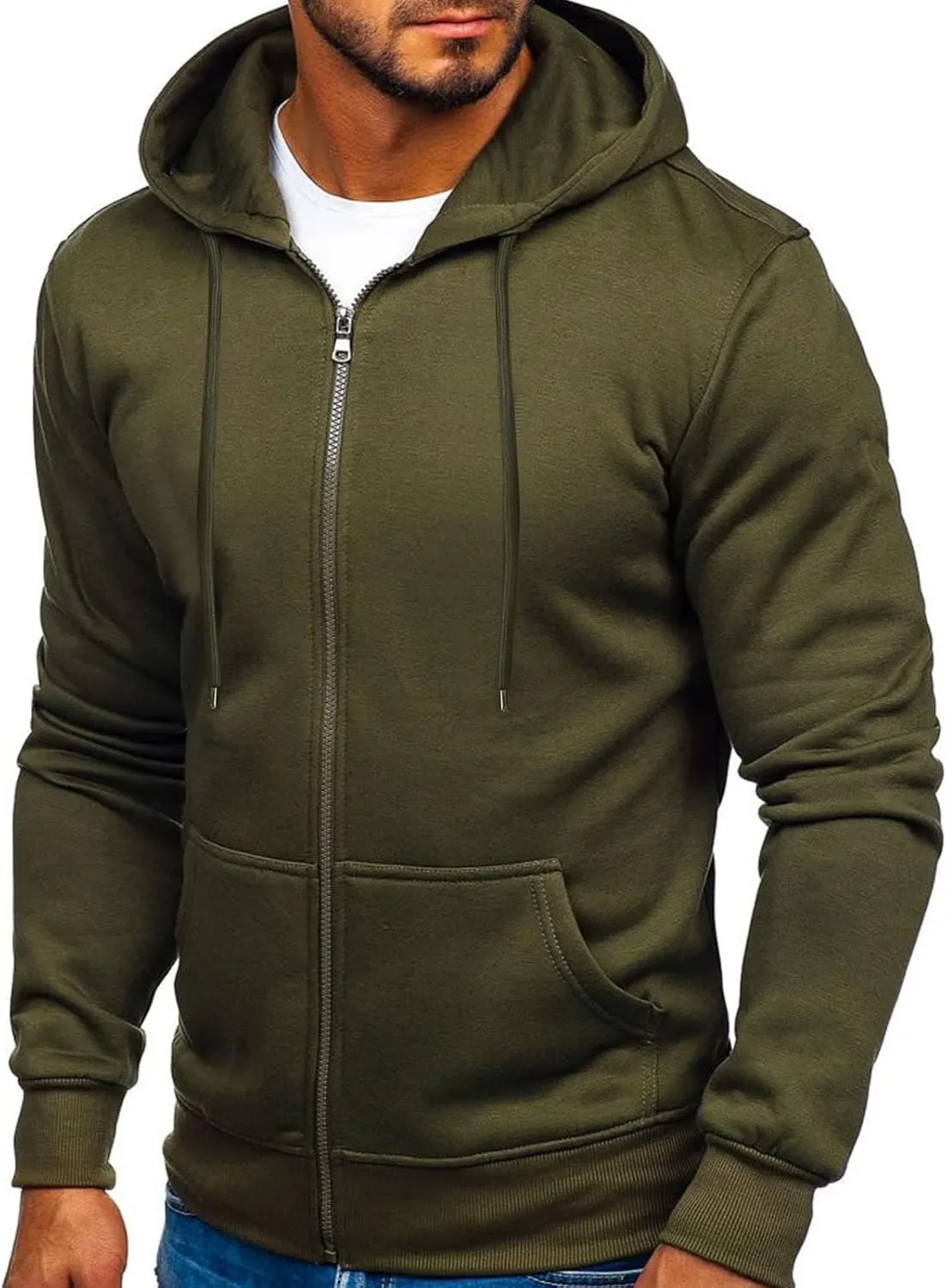 LCMTWX Men's Hooded Fleece Sweatshirt Large Size Sweater Jacket With Zip Pockets Graphic Drawstring Pullover Long Sleeve