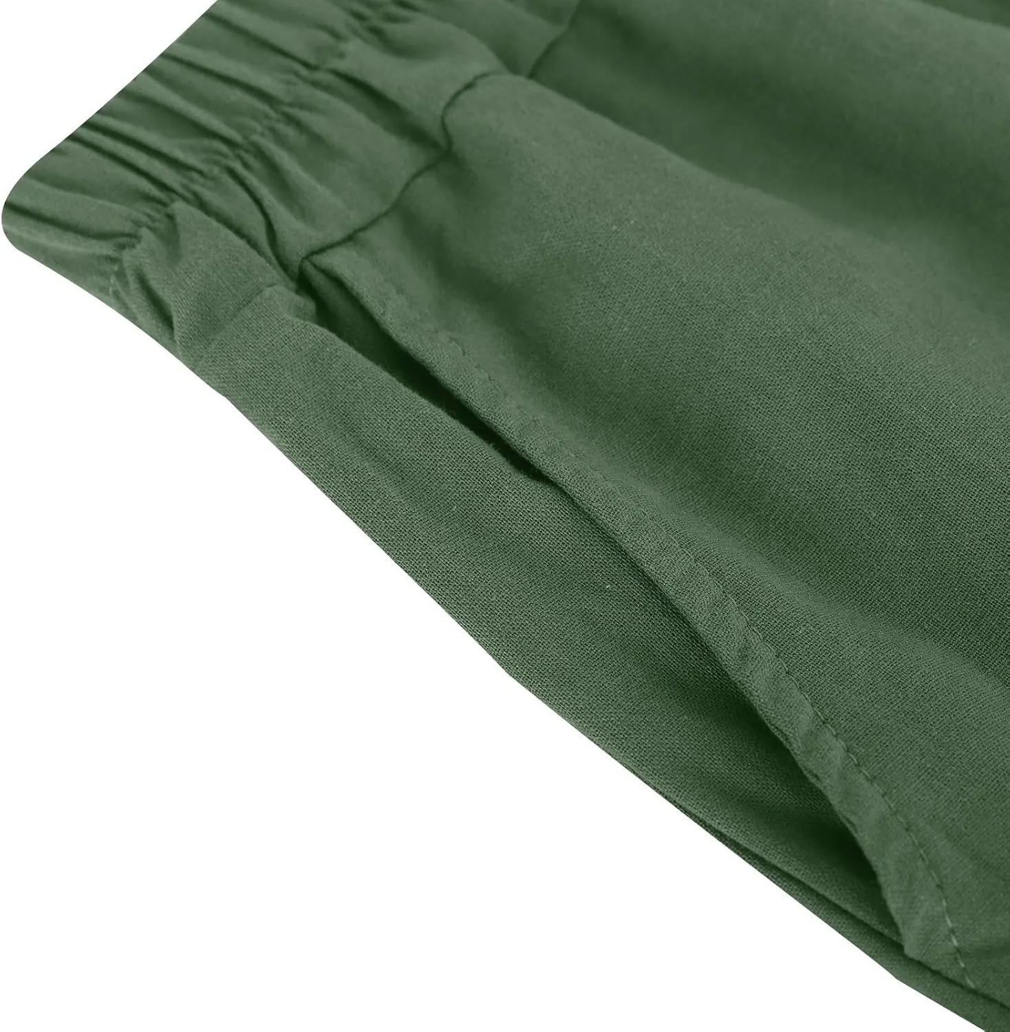 Linen Capri Pants for Women Plus Size Elastic Waist Pants Baggy Wide Leg Pants Summer Lounge Pants Loose Fit Joggers