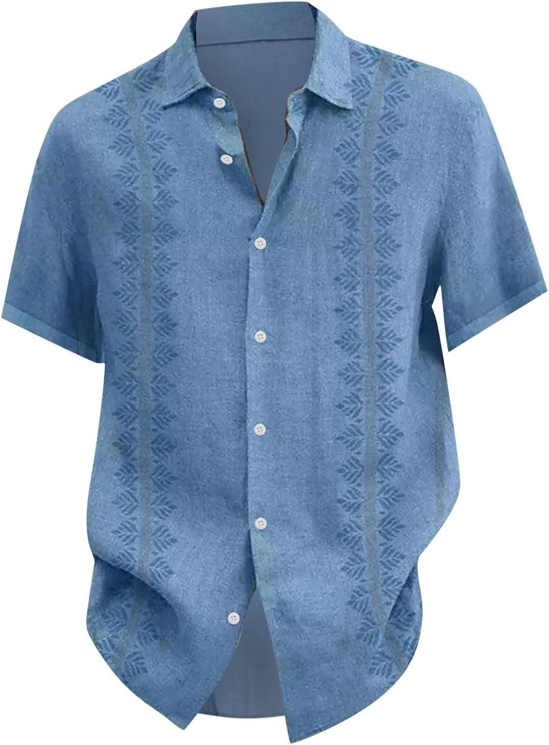 Linen Shirts for Men Cuban Shirts Guayabera Button Down Shirt Short Sleeve Summer Hawaiian Shirt