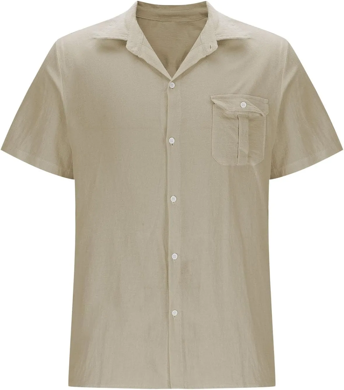 Linen Shirts for Men Mens Short Sleeve Button Down Shirts Collared Summer Beach T-Shirts Vacation Tops