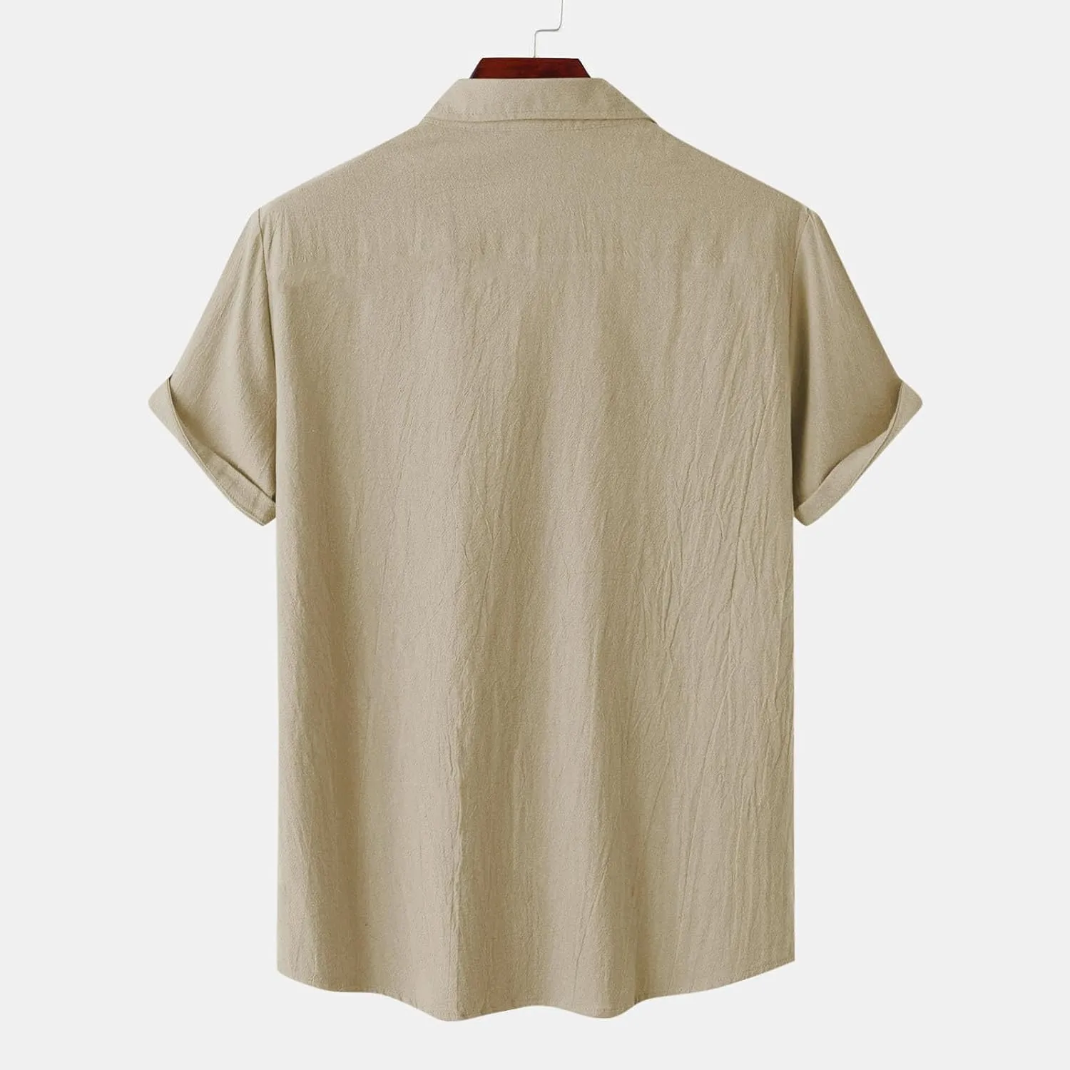 Linen Shirts for Men Mens Short Sleeve Button Down Shirts Collared Summer Beach T-Shirts Vacation Tops