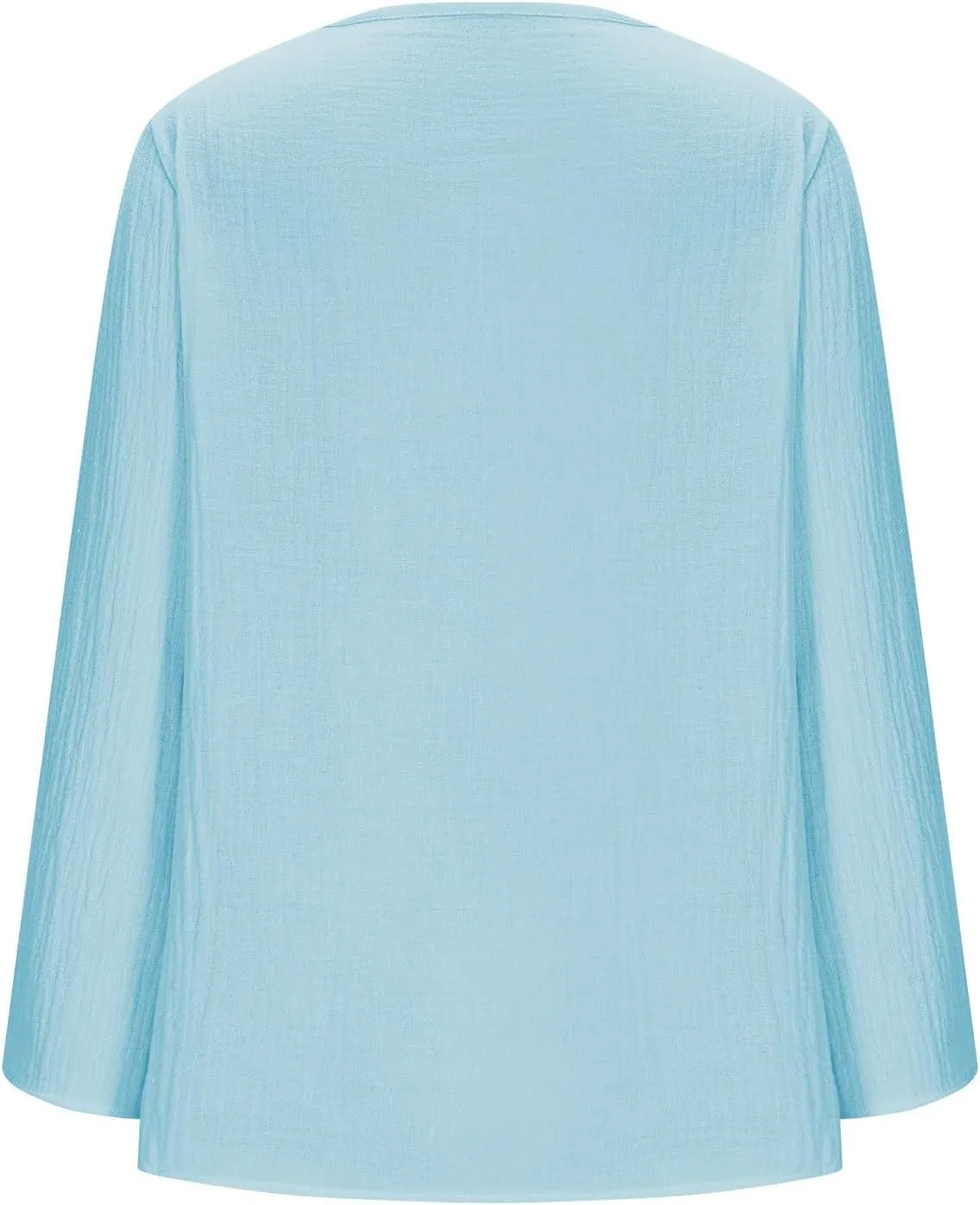 Linen Shirts for Women Casual V-Neck Long Sleeve T Shirt Loose Fit Solid Lightweight Blouse Trendy Summer Beach Tops