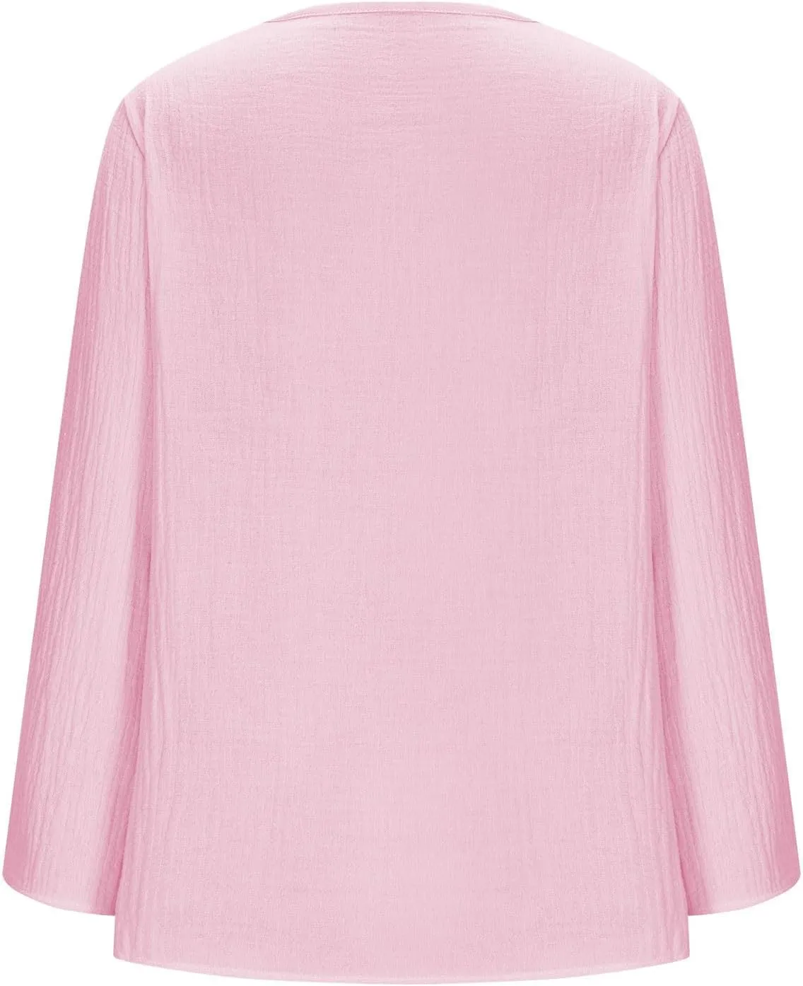 Linen Shirts for Women Casual V-Neck Long Sleeve T Shirt Loose Fit Solid Lightweight Blouse Trendy Summer Beach Tops